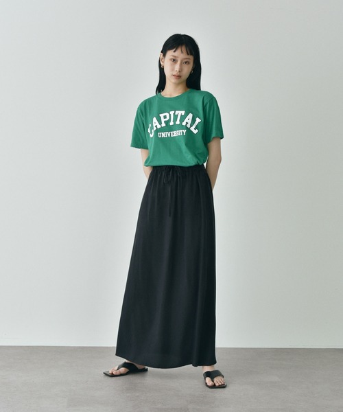 GARAGE OF GOOD CLOTHING（ガレージオブグッドクロージング）の「キュプラマキシスカート＊（スカート・レディース・カーキ/ブラック/グレイッシュベージュ・FREE）」の2枚目の写真