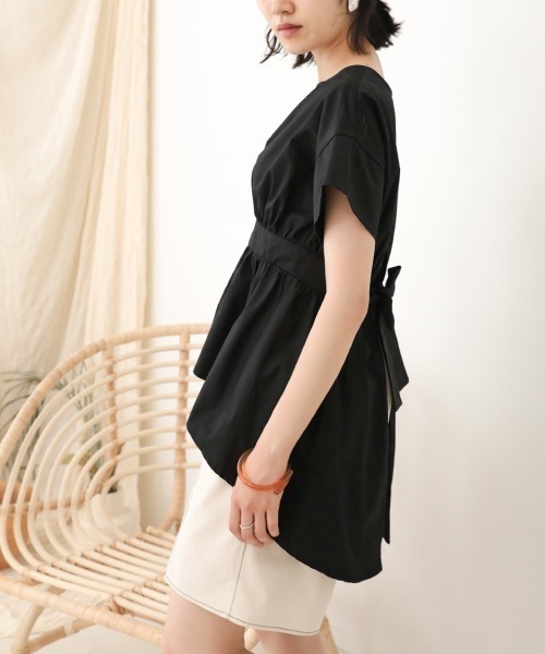 Bab(バブ)の「【WEB限定】バックオープンリボンブラウス(シャツ/ブラウス・レディース・オフホワイト/ブルー/ブラック・38)」の11枚目の写真