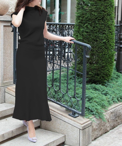 Julia Boutique（ジュリアブティック）の「2点セット・フレンチスリーブトップス+マーメイドロングスカートセットアップ/21134（アンサンブル・レディース・ブラック/ベージュ/アイボリー/ラベンダー・ONE）」の11枚目の写真