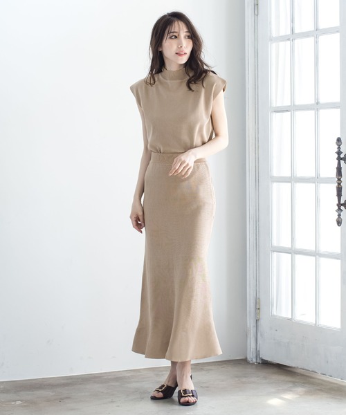 Julia Boutique（ジュリアブティック）の「2点セット・フレンチスリーブトップス+マーメイドロングスカートセットアップ/21134（アンサンブル・レディース・ブラック/ベージュ/アイボリー/ラベンダー・ONE）」の14枚目の写真