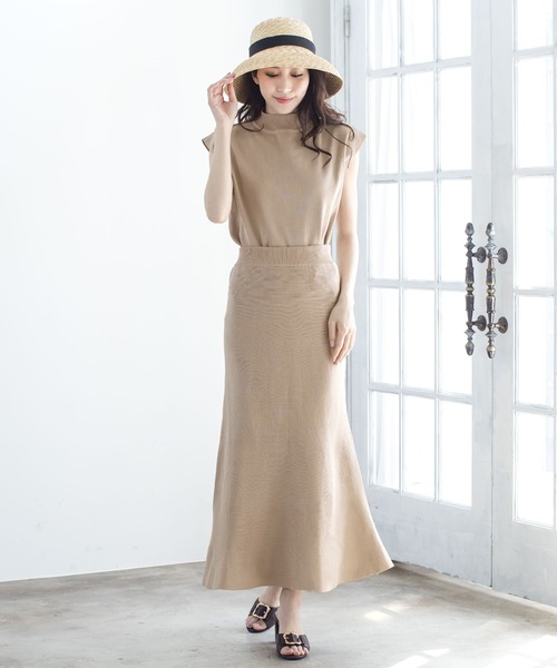 Julia Boutique（ジュリアブティック）の「2点セット・フレンチスリーブトップス+マーメイドロングスカートセットアップ/21134（アンサンブル・レディース・ブラック/ベージュ/アイボリー/ラベンダー・ONE）」の20枚目の写真