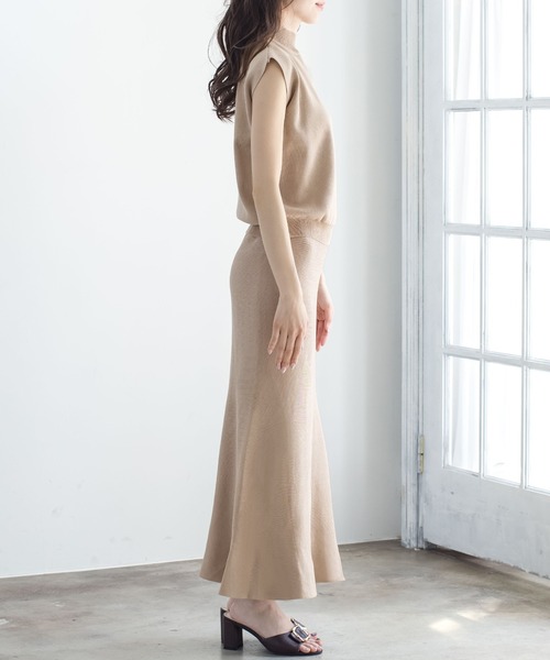 Julia Boutique（ジュリアブティック）の「2点セット・フレンチスリーブトップス+マーメイドロングスカートセットアップ/21134（アンサンブル・レディース・ブラック/ベージュ/アイボリー/ラベンダー・ONE）」の18枚目の写真