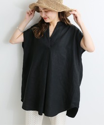 IENA | リネンノースリーブスキッパーシャツ◆(シャツ/ブラウス)
