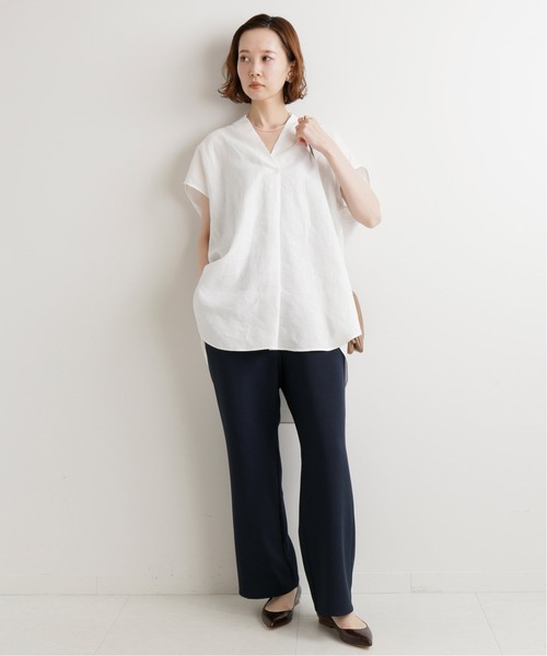 IENA（イエナ）の「リネンノースリーブスキッパーシャツ◆（シャツ/ブラウス・レディース・ホワイト/ブラック/ベージュ/ネイビー・FREE）」の6枚目の写真