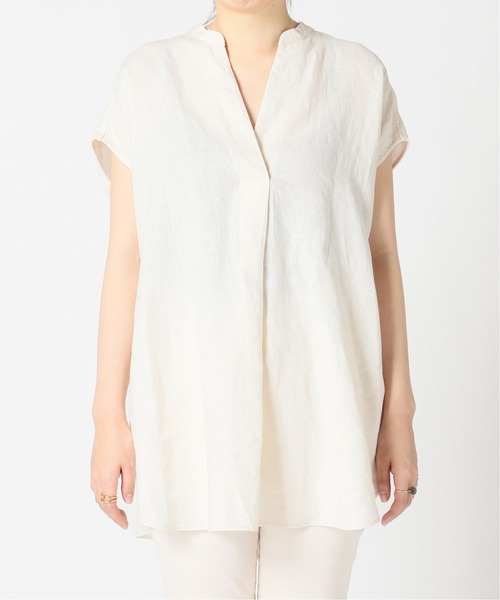 IENA（イエナ）の「リネンノースリーブスキッパーシャツ◆（シャツ/ブラウス・レディース・ホワイト/ブラック/ベージュ/ネイビー・FREE）」の9枚目の写真