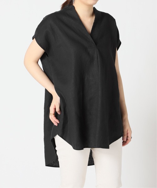 IENA（イエナ）の「リネンノースリーブスキッパーシャツ◆（シャツ/ブラウス・レディース・ホワイト/ブラック/ベージュ/ネイビー・FREE）」の16枚目の写真