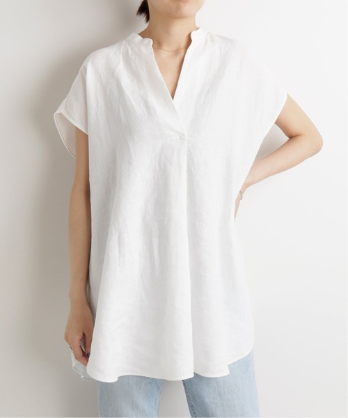 IENA（イエナ）の「リネンノースリーブスキッパーシャツ◆（シャツ/ブラウス・レディース・ホワイト/ブラック/ベージュ/ネイビー・FREE）」の18枚目の写真
