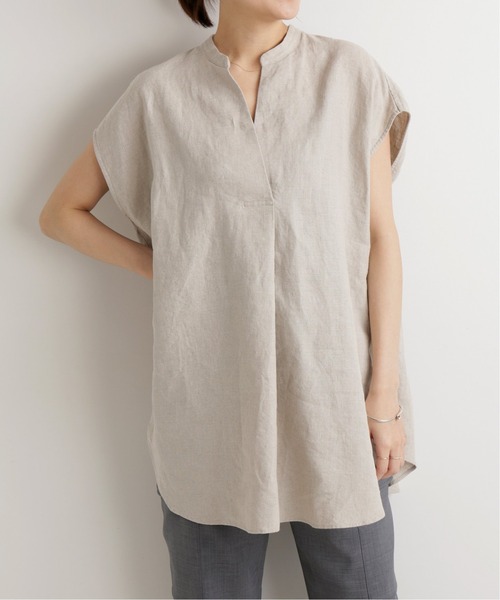 IENA（イエナ）の「リネンノースリーブスキッパーシャツ◆（シャツ/ブラウス・レディース・ホワイト/ブラック/ベージュ/ネイビー・FREE）」の20枚目の写真