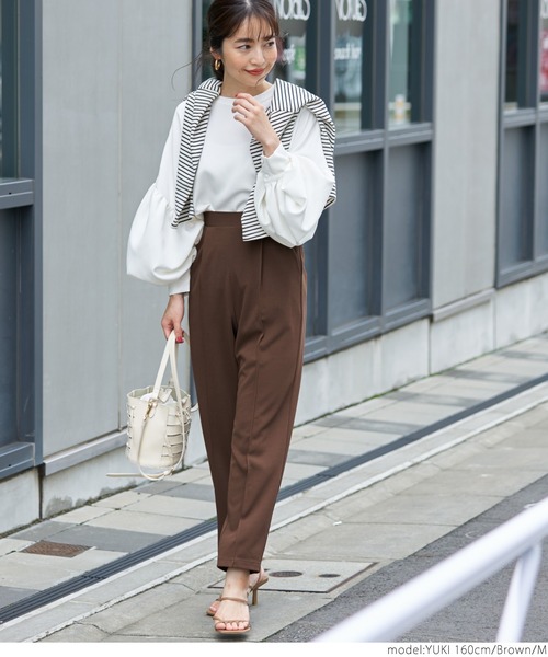 coca（coca）（コカ）の「カットジョーゼットセンターシームテーパードパンツ（その他パンツ・レディース・ブラック/ベージュ/ブラウン/ラベンダー・M/L）」の16枚目の写真