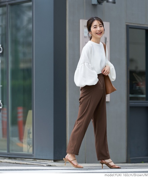 coca（coca）（コカ）の「カットジョーゼットセンターシームテーパードパンツ（その他パンツ・レディース・ブラック/ベージュ/ブラウン/ラベンダー・M/L）」の20枚目の写真