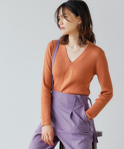 green label relaxing（グリーンレーベルリラクシング）の「Bサージ サスペンダー付 ワイド パンツ（その他パンツ・レディース・ブラウン/ネイビー/ベージュ/パープル・38/40/44/46/34/36/42）」の8枚目の写真