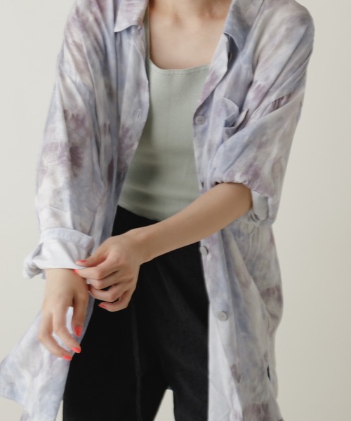 Kastane（カスタネ）の「マーブルBIGシャツ（シャツ/ブラウス・レディース・パープル/イエロー・FREE）」の2枚目の写真