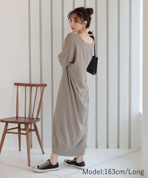 DONOBAN（ドノバン）の「2WAY深VニットOP（ワンピース・レディース・ブラック/ブラウン系その他・SHORT/LONG）」の10枚目の写真