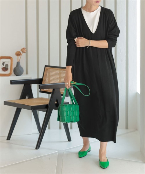 DONOBAN（ドノバン）の「2WAY深VニットOP（ワンピース・レディース・ブラック/ブラウン系その他・SHORT/LONG）」の15枚目の写真