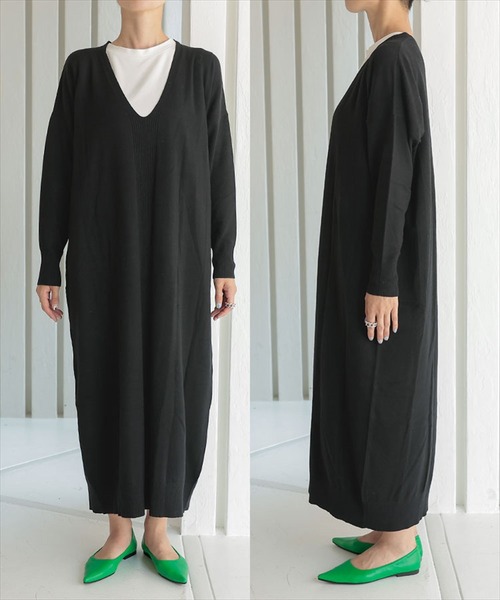 DONOBAN（ドノバン）の「2WAY深VニットOP（ワンピース・レディース・ブラック/ブラウン系その他・SHORT/LONG）」の8枚目の写真