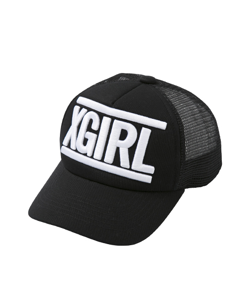 X-girl Stages(エックスガールステージス)の「【VER(ベリー)5月号掲載商品】MESH CAP EMBROIDERY LOGO(キャップ・キッズ・ブラック/パープル/レッド・ONE SIZE)」の2枚目の写真