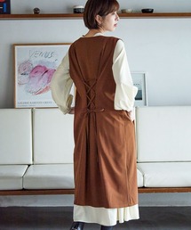 バックレースアップロングジレ 218375