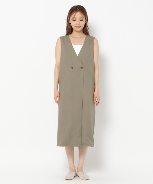 mysty woman(ミスティウーマン)の「バックレースアップロングジレ 218375(ノーカラージャケット・レディース・ダークブラウン/カーキ/オレンジ/ライトブラウン/グリーン系その他/ブラック・FREE)」の13枚目の写真