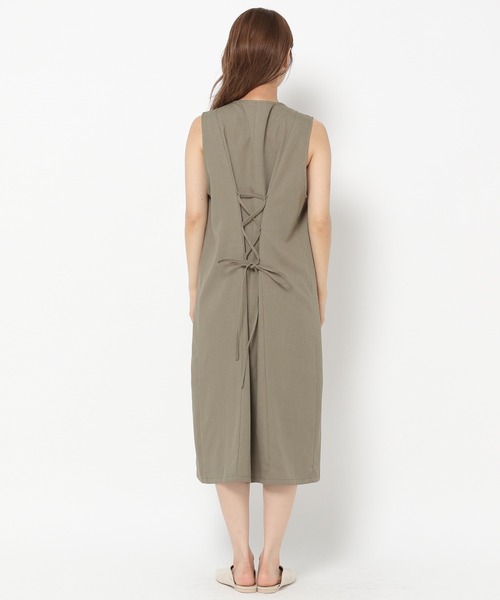 mysty woman(ミスティウーマン)の「バックレースアップロングジレ 218375(ノーカラージャケット・レディース・ダークブラウン/カーキ/オレンジ/ライトブラウン/グリーン系その他/ブラック・FREE)」の15枚目の写真