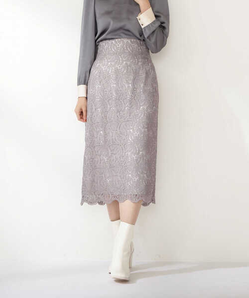PROPORTION BODY DRESSING（プロポーションボディドレッシング）の「ハイウエストレースタイトスカート / 1211220802（スカート・レディース・グレー/ピンク/ブルー系その他・SMALL/MEDIUM）」の6枚目の写真