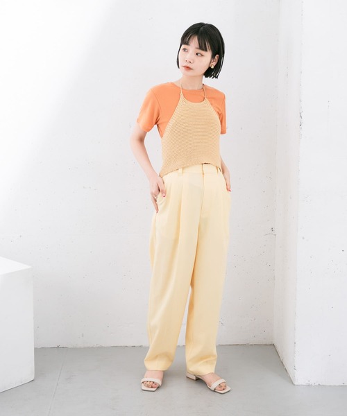 KBF（ケイビーエフ）の「コンパクトベーシックTシャツ（Tシャツ/カットソー・レディース・アイボリー/ブルー/オレンジ/ダークブラウン・ONE）」の7枚目の写真