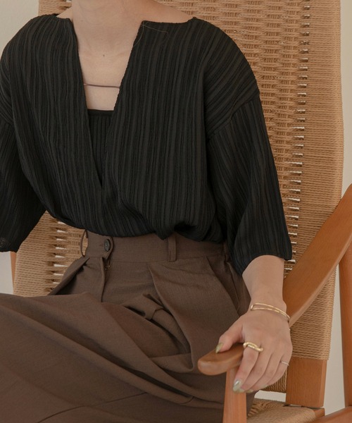 lawgy(ラウジー)の「vertical wrinkle 2way blouse(シャツ/ブラウス・レディース・オレンジ/クリーム/ブラック/ベージュ・FREE)」の22枚目の写真