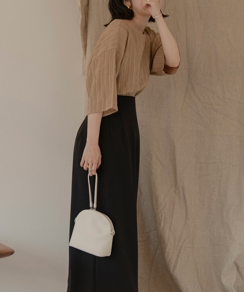 lawgy(ラウジー)の「vertical wrinkle 2way blouse(シャツ/ブラウス・レディース・オレンジ/クリーム/ブラック/ベージュ・FREE)」の9枚目の写真