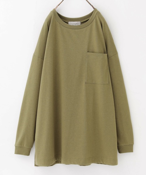 n'OrLABEL（ノアールレーベル）の「『ポケットゆるロンT』（Tシャツ/カットソー・レディース・ブラウン/オフホワイト/カーキ/グレイッシュベージュ/パープル/ブラック/チャコール/グレイッシュブルー/ミント/ラベンダー・FREE）」の6枚目の写真