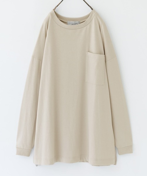 n'OrLABEL（ノアールレーベル）の「『ポケットゆるロンT』（Tシャツ/カットソー・レディース・ブラウン/オフホワイト/カーキ/グレイッシュベージュ/パープル/ブラック/チャコール/グレイッシュブルー/ミント/ラベンダー・FREE）」の21枚目の写真