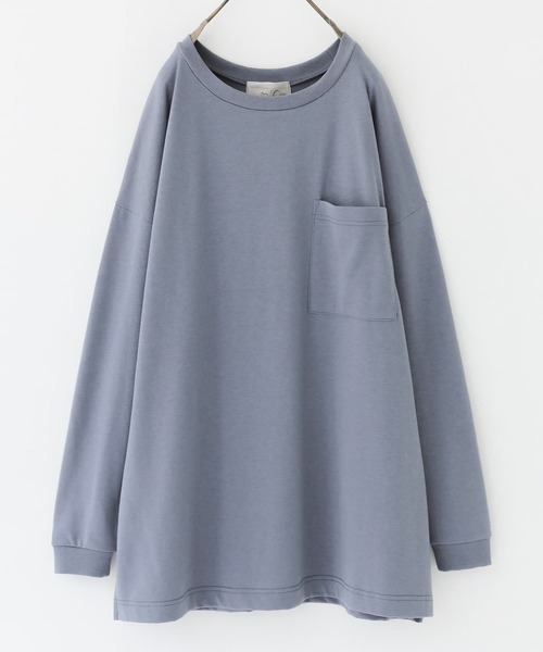 n'OrLABEL（ノアールレーベル）の「『ポケットゆるロンT』（Tシャツ/カットソー・レディース・ブラウン/オフホワイト/カーキ/グレイッシュベージュ/パープル/ブラック/チャコール/グレイッシュブルー/ミント/ラベンダー・FREE）」の22枚目の写真