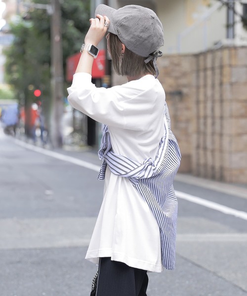 n'OrLABEL（ノアールレーベル）の「『ポケットゆるロンT』（Tシャツ/カットソー・レディース・ブラウン/オフホワイト/カーキ/グレイッシュベージュ/パープル/ブラック/チャコール/グレイッシュブルー/ミント/ラベンダー・FREE）」の12枚目の写真