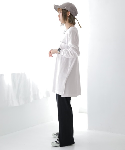 n'OrLABEL（ノアールレーベル）の「『ポケットゆるロンT』（Tシャツ/カットソー・レディース・ブラウン/オフホワイト/カーキ/グレイッシュベージュ/パープル/ブラック/チャコール/グレイッシュブルー/ミント/ラベンダー・FREE）」の13枚目の写真