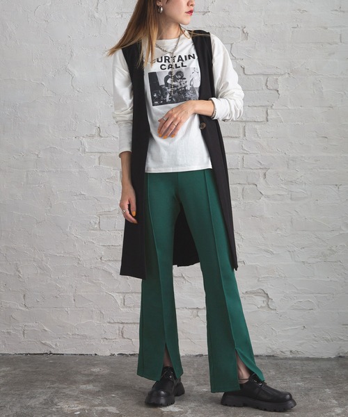 bohmal（ボマール）の「美脚カットソースリットパンツ（その他パンツ・レディース・ブラック/グリーン/パープル/オレンジ・FREE）」の5枚目の写真