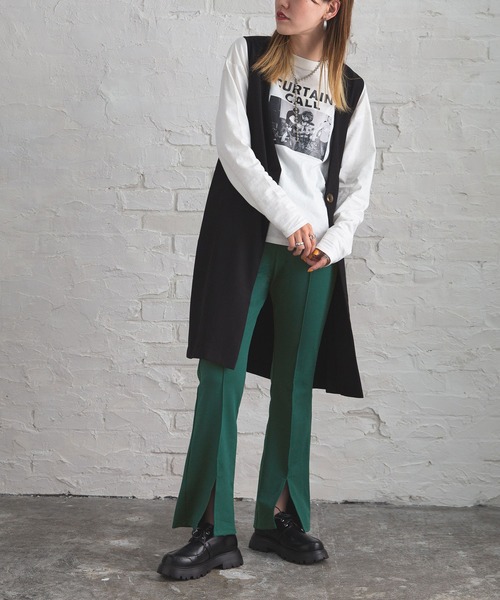 bohmal（ボマール）の「美脚カットソースリットパンツ（その他パンツ・レディース・ブラック/グリーン/パープル/オレンジ・FREE）」の6枚目の写真