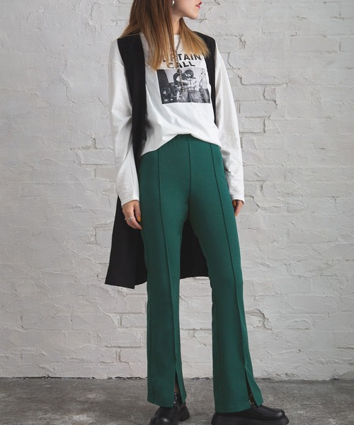 bohmal（ボマール）の「美脚カットソースリットパンツ（その他パンツ・レディース・ブラック/グリーン/パープル/オレンジ・FREE）」の7枚目の写真