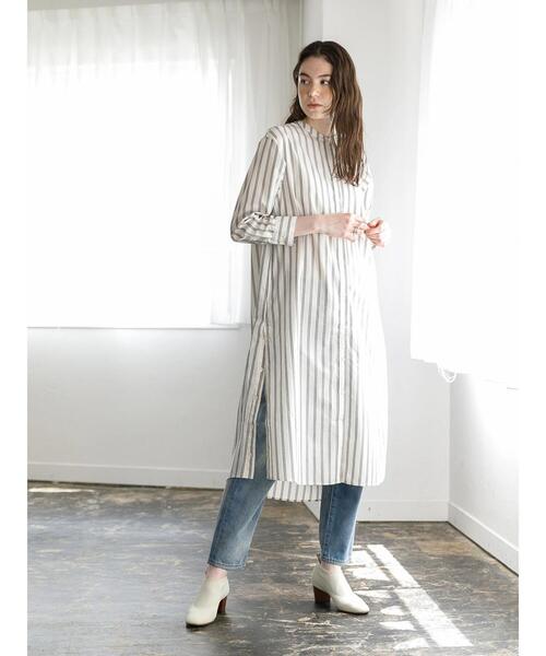 koe（コエ）の「サイドボタンバンドカラーシャツワンピース*（シャツワンピース・レディース・ホワイト/ベージュ/ネイビー/A/B・FREE）」の10枚目の写真