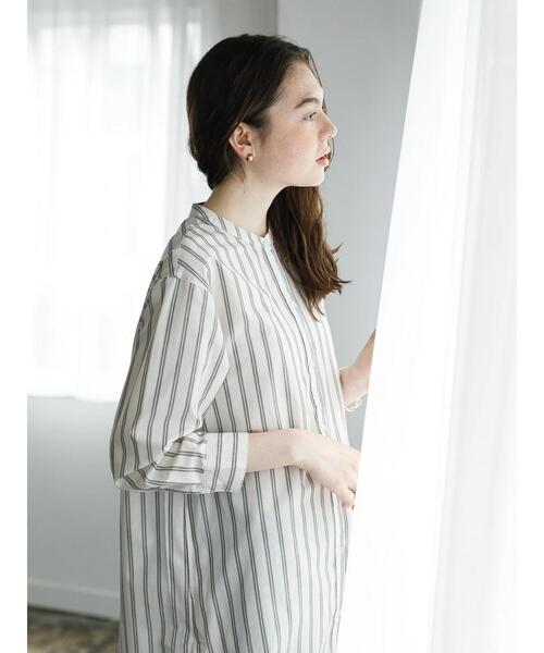 koe（コエ）の「サイドボタンバンドカラーシャツワンピース*（シャツワンピース・レディース・ホワイト/ベージュ/ネイビー/A/B・FREE）」の19枚目の写真