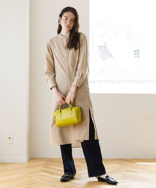 koe（コエ）の「サイドボタンバンドカラーシャツワンピース*（シャツワンピース・レディース・ホワイト/ベージュ/ネイビー/A/B・FREE）」の3枚目の写真