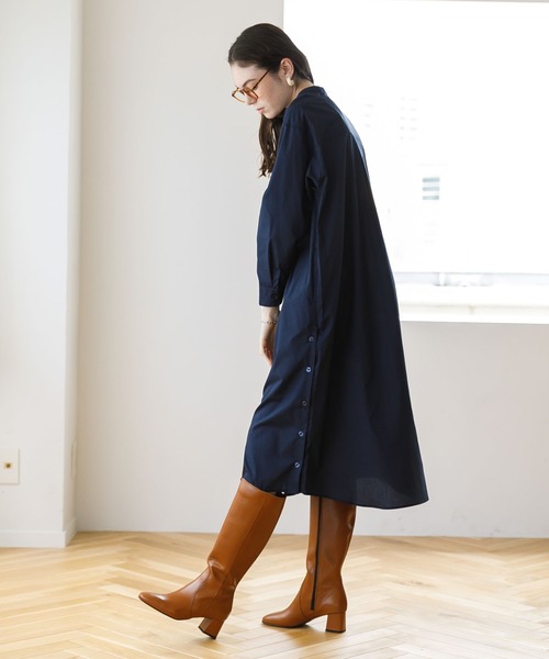 koe（コエ）の「サイドボタンバンドカラーシャツワンピース*（シャツワンピース・レディース・ホワイト/ベージュ/ネイビー/A/B・FREE）」の4枚目の写真