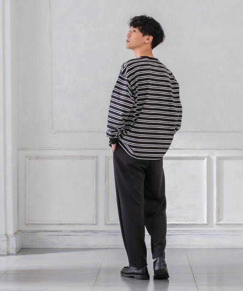 improves（インプローブス）の「ヘビーウエイト ボーダー クルーネック ビッグシルエット ロンT（Tシャツ/カットソー・メンズ・ダークグリーン/グレイッシュベージュ/オフホワイト/ブラック・LARGE/MEDIUM）」の16枚目の写真