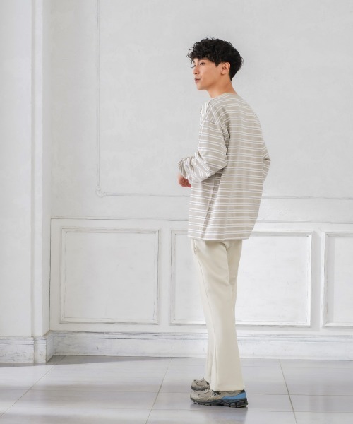 improves（インプローブス）の「ヘビーウエイト ボーダー クルーネック ビッグシルエット ロンT（Tシャツ/カットソー・メンズ・ダークグリーン/グレイッシュベージュ/オフホワイト/ブラック・LARGE/MEDIUM）」の6枚目の写真