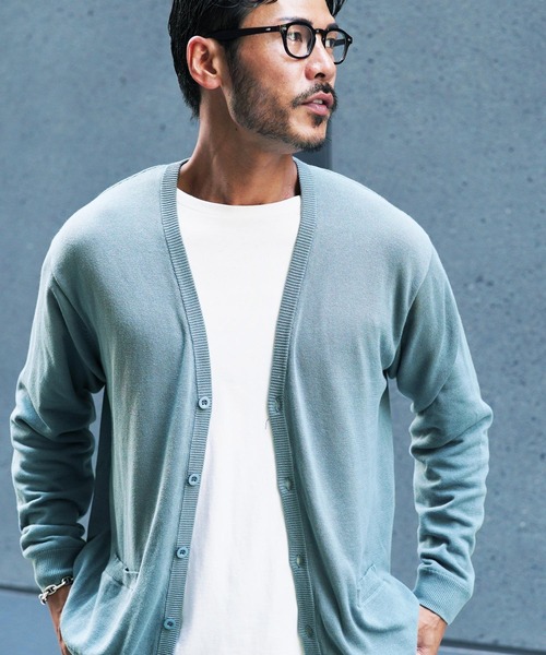 roshell（ロシェル）の「コットン ニットカーディガン（カーディガン/ボレロ・メンズ・グレー/ブラック/ブルー系その他/グレイッシュベージュ/レッド系その他/ベージュ系その他/マスタード/ダークグリーン/インディゴブルー/ミックスグレー/ブルー系その他3/ネイビー/ブルー系その他2/ライトベージュ/ブラウン/チャコールグレー/アイボリー/グリーン系その他/レッド/オレンジ/カーキ・X-LARGE/MEDIUM/LARGE/SMALL）」の17枚目の写真