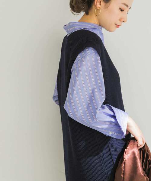 URBAN RESEARCH（アーバンリサーチ）の「深Vネック畦ニットベスト（ニット/セーター・レディース・ネイビー/ホワイト系その他・FREE）」の12枚目の写真