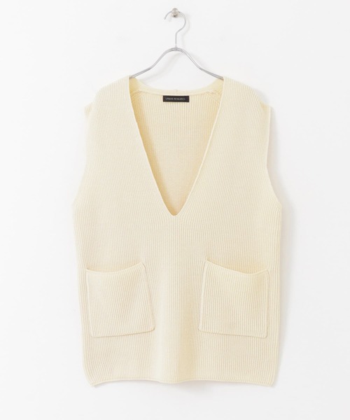 URBAN RESEARCH（アーバンリサーチ）の「深Vネック畦ニットベスト（ニット/セーター・レディース・ネイビー/ホワイト系その他・FREE）」の20枚目の写真
