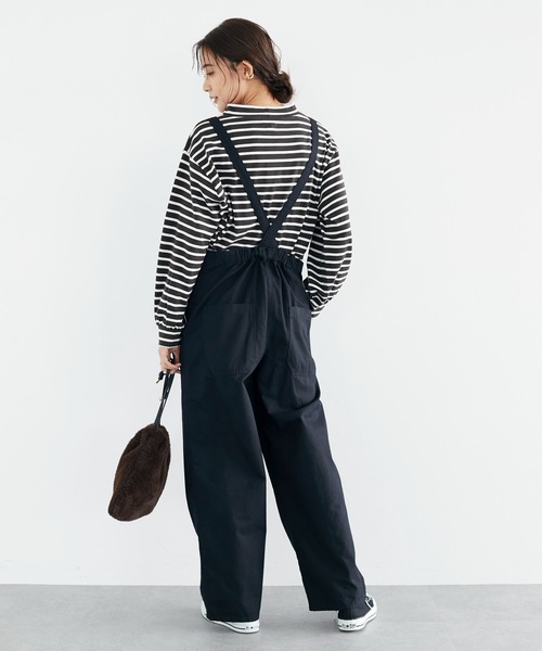 CRAFT STANDARD BOUTIQUE(クラフトスタンダードブティック)の「ミリタリークロス ラップサロペット *(サロペット/オーバーオール・レディース・ブラック/ナチュラル・FREE)」の10枚目の写真