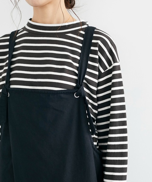 CRAFT STANDARD BOUTIQUE(クラフトスタンダードブティック)の「ミリタリークロス ラップサロペット *(サロペット/オーバーオール・レディース・ブラック/ナチュラル・FREE)」の3枚目の写真