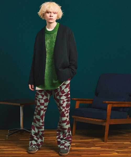 MAISON SPECIAL（メゾンスペシャル）の「《ユニセックスアイテム》クレイジーチェッカーフラッグニットピンタックフレアパンツ 【MAISON SPECIAL/メゾンスペシャル】（その他パンツ・メンズ・ブラック/グリーン/ブルー・0/1/2）」の13枚目の写真