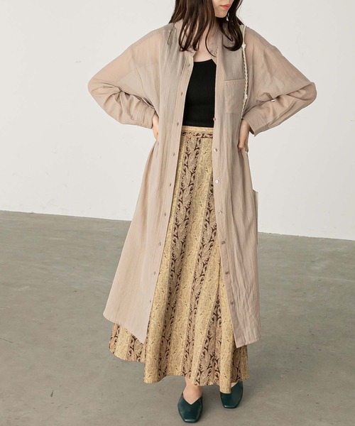 Chaco closet（チャコ クローゼット）の「コットンシフォンエアリーシャツワンピース（シャツワンピース・レディース・カーキ/ベージュ/ブラック・FREE）」の2枚目の写真