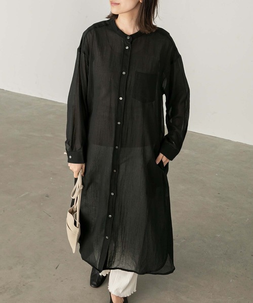 Chaco closet（チャコ クローゼット）の「コットンシフォンエアリーシャツワンピース（シャツワンピース・レディース・カーキ/ベージュ/ブラック・FREE）」の12枚目の写真