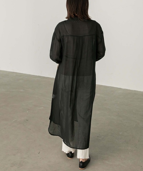 Chaco closet（チャコ クローゼット）の「コットンシフォンエアリーシャツワンピース（シャツワンピース・レディース・カーキ/ベージュ/ブラック・FREE）」の4枚目の写真